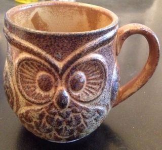 Holt - Howard Owl Ceramic Brown Pottery Mug Coffee Cup Mid Century Modern 3.  75 