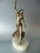 Vintage Art Deco Spelter Figure “dancing Lady” On Solid White Onyx Base Art Deco photo 1