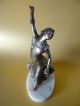 Vintage Art Deco Spelter Figure “dancing Lady” On Solid White Onyx Base Art Deco photo 2