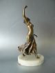 Vintage Art Deco Spelter Figure “dancing Lady” On Solid White Onyx Base Art Deco photo 3