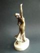 Vintage Art Deco Spelter Figure “dancing Lady” On Solid White Onyx Base Art Deco photo 4