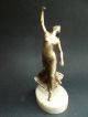 Vintage Art Deco Spelter Figure “dancing Lady” On Solid White Onyx Base Art Deco photo 5