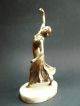 Vintage Art Deco Spelter Figure “dancing Lady” On Solid White Onyx Base Art Deco photo 6
