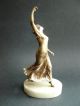 Vintage Art Deco Spelter Figure “dancing Lady” On Solid White Onyx Base Art Deco photo 7