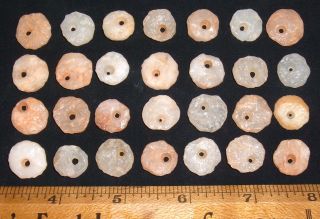 (28) Select Sahara Neolithic Quartz Beads 12 - 15 Mm Prehistoric African Artifacts photo