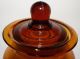 Vintage Amber Glass Apothecary Jar W/ Ground Lid - Blown Glass Jar - 5 3/4 