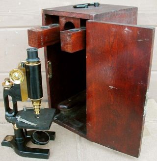 Old 1920s - 30s? Antique Spencer Lens Co.  Single Lens Microscope W/wooden Case photo