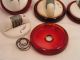 4 Vintage Tappan Red Glass White Plastic Aluminum Stove Range Oven Burner Knobs Stoves photo 1