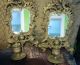 Pair Antique Gilded Bronze Sconces With Mirrors,  Hanging Rings And Candlesticks Chandeliers, Fixtures, Sconces photo 1