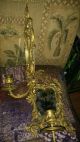 Pair Antique Gilded Bronze Sconces With Mirrors,  Hanging Rings And Candlesticks Chandeliers, Fixtures, Sconces photo 3