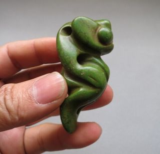 Old Chinese Neolithic Hongshan Turquoise Hand - Carved Amulet Pendant H017 photo