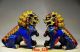 A Pair Collectible Chinese Cloisonne Handwork Lion Statues Foo Dogs photo 3