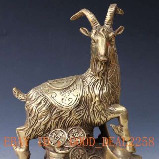 Chinese Brass Handwork Carved Sheep & Copper& Ingot Statue W Qing Dynasty Mark photo