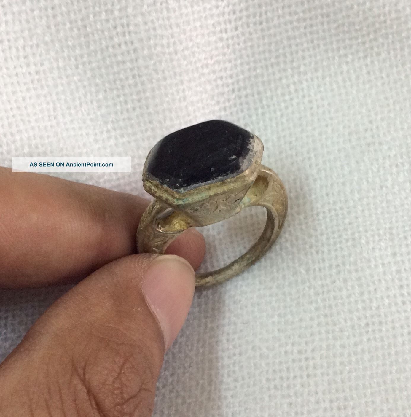 Old Black Agate Ring Men ' S Traditional Islamic Afghan Engraved Filigree Size 7 Islamic photo
