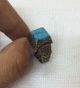 Square Blue Turquoise Ring Men Traditional Islamic Afghan Engraved Filigree Hot Islamic photo 1