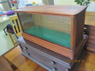 Dovetailed Cherry Wavy Glass Country Store Display Case Or Showcase Great Size photo