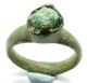 Saxon Era Bronze Ring With Green Gem In Bezel - Historical Gift - T1 Roman photo 1