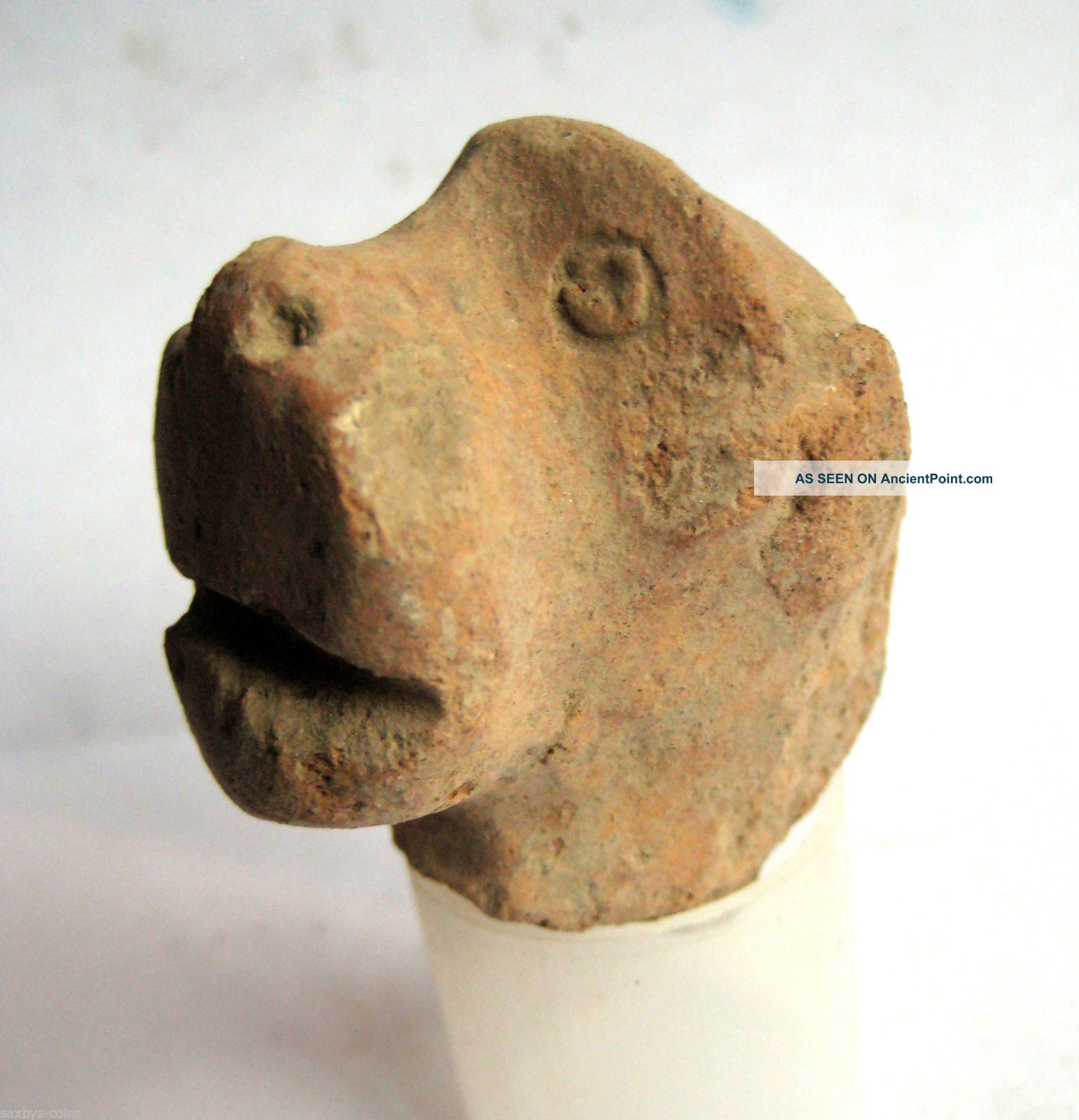 Circa.  5000 B.  C Neolithic Tell Halaf - Zoomorphic Clay Statue Idol Section - Head Near Eastern photo