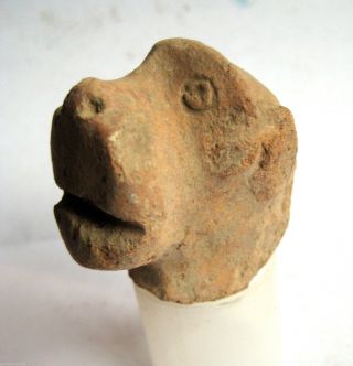 Circa.  5000 B.  C Neolithic Tell Halaf - Zoomorphic Clay Statue Idol Section - Head photo