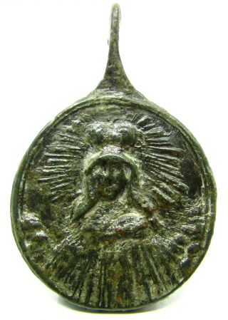 Authentic Post Medieval Bronze Neck Icon / Pendant - C Ad 1800 - Wearable - X65 photo