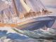 Vtg T.  Minshaw Orig Ship Portrait Maritime Seagull Folk Art Gouache Painting Yqz Other Maritime Antiques photo 7