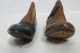 Rare Antique Pair Cobbler Shoe Forms W/leather Shoe Tops Attached Size 4b Nr Yqz Primitives photo 1