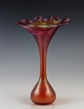Glamorous Art Nouveau Jugendstil Glass Vase Bohemian Top Quality photo
