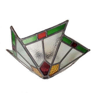 Tiffany Style Leaded Stained Glass Ceiling Pendant Pinwheel Light Shade C1900 photo