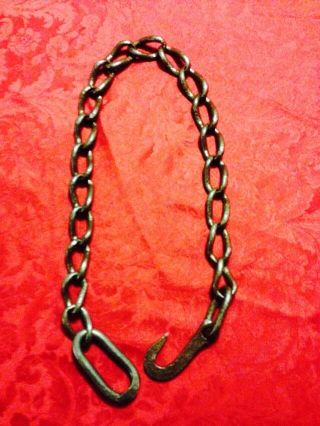 Antique Hand Forged - 39 Inch Chain W Hook - Blacksmith Made photo
