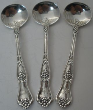3 Dominick & Haff Sterling Silver Grape Or Margaux Pattern Master Salt Spoons photo