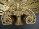 Vntg Folding Brass Fireplace Screen Peacock Fan Gothic Gargoyle Winged Griffin Hearth Ware photo 6
