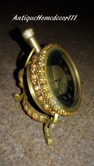 Antique Maritime Brass Desk Clock Nautical Table Clock W/ Stand Antique Engraved photo
