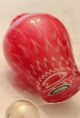 Vintage Perfume Bottle Red Hand Blown Crystal Feather Opalescent Lid Perfume Bottles photo 1