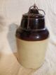Antique 2 Tone Weir Pottery Quart Canning Jar With Ceramic Lid & Metal Bail 1892 Crocks photo 5