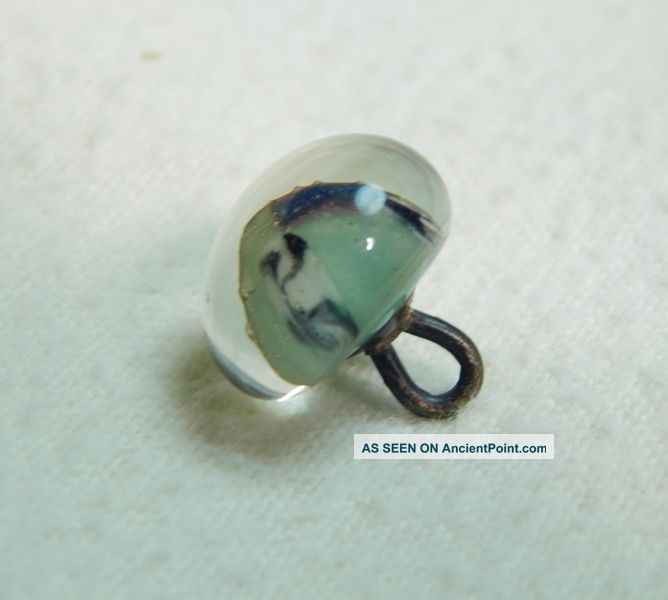 D7 Scarce Antique Glass Paperweight Button 1800 ' S With Plate And Loop Shank Buttons photo