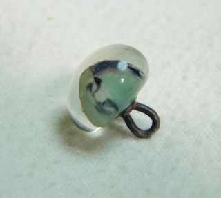 D7 Scarce Antique Glass Paperweight Button 1800 ' S With Plate And Loop Shank photo
