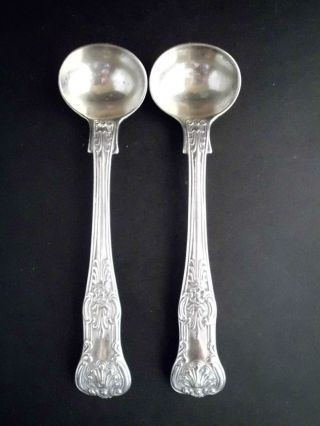 2 Antique 1845 Joseph & Albert Savory Sterling Silver Condiment Salt Spoons photo