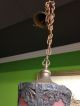 Antique Hanging Lamp With Painted Peacocks Chandeliers, Fixtures, Sconces photo 6
