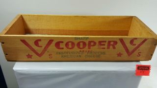 Vintage Cooper Wooden Cheese Box Crate Advertisement Sign Victory Wwii,  8 photo