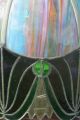 Stunning Antique Slag Glass 8 Panel & Leaded Glass Hanging Lamp Shade,  Rare Lamps photo 9