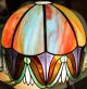 Stunning Antique Slag Glass 8 Panel & Leaded Glass Hanging Lamp Shade,  Rare Lamps photo 1