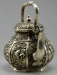 Collectible Decorated Old Tibet Silver Carved Flower Bird Fish Fruit Tea Pot Teapots photo 1