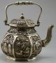 Collectible Decorated Old Tibet Silver Carved Flower Bird Fish Fruit Tea Pot Teapots photo 2