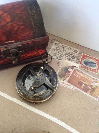 Antique Brass Sundial Compass From 13th Warehouse photo