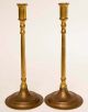 Antique Edwardian Solid Brass Candlestick Holders 12 1/2 