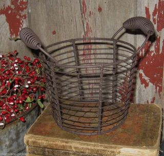 Metal & Chicken Wire Egg/fruit/plant/flower Basket Primitive Kitchen Decor photo