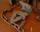 2 Antique Shabby Rustic Farm Dairy Cow Hobbles Kickers Shackle Chain Wasp Nest Primitives photo 2