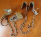 2 Antique Shabby Rustic Farm Dairy Cow Hobbles Kickers Shackle Chain Wasp Nest Primitives photo 4