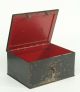 Antique 1800 ' S Steel (not Tin) Fire - Resistant Deed Cash Safe Box W Key,  Red Insi Safes & Still Banks photo 5