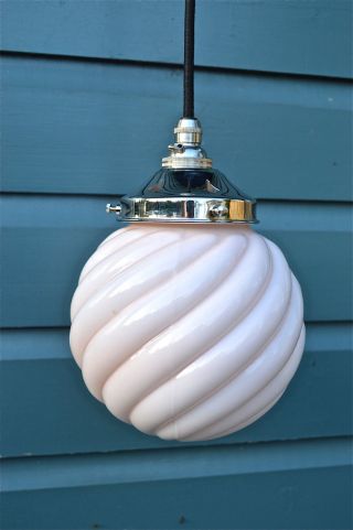 Stylish Art Deco Pink Swirl Light Shade Hanging Lamp With Gallery photo